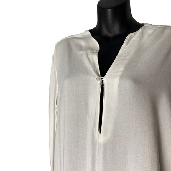 ASOS White Long Line Tunic Blouse, Minimalist, Chic Swim Cover-Up, Flowy - Picture 2 of 6